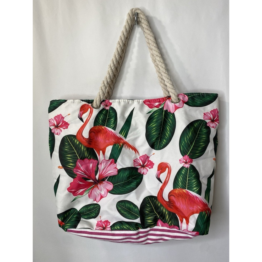 Womens Flamingo Beach Bag Summer Travel Vacation Tropical Nautical Swimming Sea